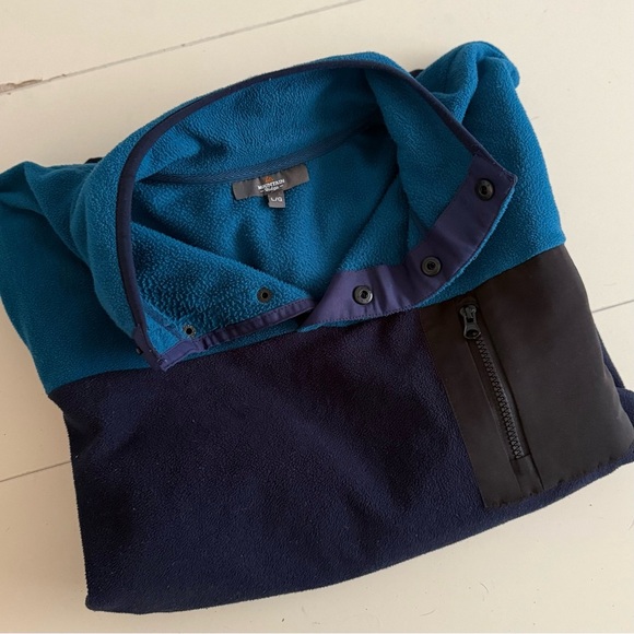 Mountain Ridge Cozycore Cabin Winter Fleece Pullover Teal Turquoise Navy Sweater - Picture 2 of 4